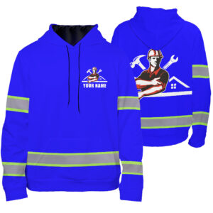 Hi Vis Hoodie Violet Reflective Custom Name For Workers, Runners, Truckers, Patriotic