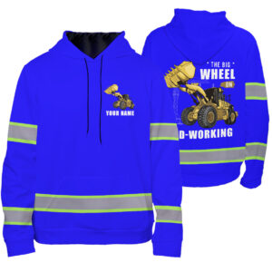Hi Vis Hoodie Violet Reflective The Big Wheel On Hard-Working Custom Name Safety Workwear, Hi Vis Shirts Funny