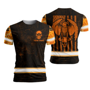 High Visibility Shirt With Custom Name And Eagle Camo Flag Pattern For Workers