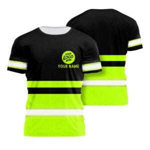 Custom Hi Vis Shirt Featuring Your Name And Business Logo Designed For High Visibility And Workplace Safety