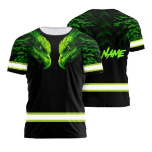 Reflective Safety T Shirt With Eagle Artwork And Custom Name Perfect For Hard Working Professionals