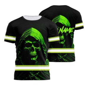 Premium "Death" Skull Hi Vis Workwear - Custom Name Safety Shirt
