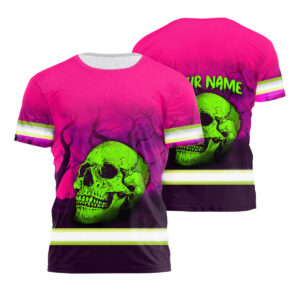 Cotton Hi Vis Shirts Pink Forest Green Skull Custom Name Safety Workwear