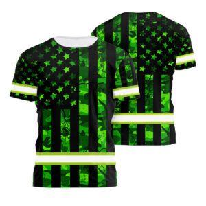 Hi Vis Shirt Reflective Camo Flag Green Neon US Flag Safety Workwear