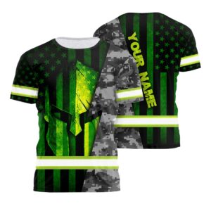 Hi Vis Shirt Reflective Tapes American Flag Spartan Custom Name Safety Workwear