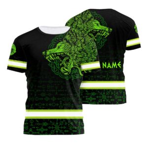 Safety Shirts Black Reflective Green Neon Wolf Viking Symbol Custom Name