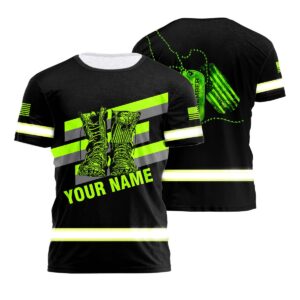 Safety Shirts Black Reflective Veteran Respect Remember Tag US Flag Custom Name