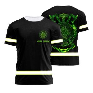 Safety Shirts Reflective Viking Green Neon Custom Name Safety Workwear For Workers, Runners, Truckers