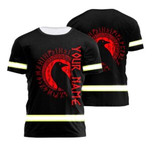 Safety Shirts Black Reflective Orange Neon Viking Raven Custom Name Safety Workwear