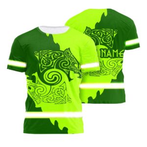 Hi Vis T Shirt Viking Green And Lime Neon Custom Name Safety Workwear, Hi Vis Shirts Funny