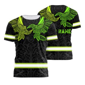 Hi Vis T Shirt Green Neon Viking Symbol Work - Custom Name Safety Workwear