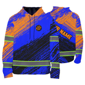 High Visibility Hoodie Custom Company Name, Logo, Safety Shirts For Workers Runners Patriotic