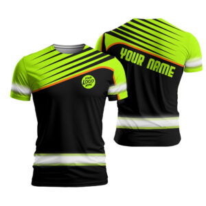 Hi Vis Work Shirt Custom Company Name Logo Reflective Safety Workwear For Workers, Runners, Truckers