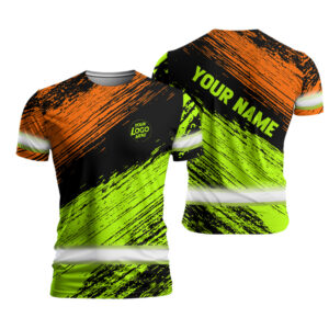 Hi Vis Work Shirt In Plain Color With Custom Name And Logo For Safety Workwear