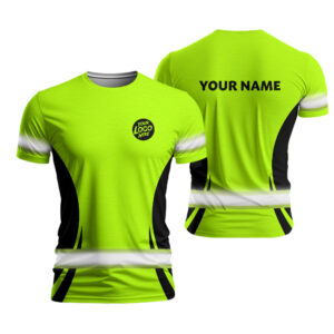 Hi Vis Work Shirt Custom Company Name, Logo Safety Workwear For Runners, Worker, Patriotic