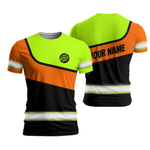 Hi Vis Work Shirt Custom Company Name, Logo Safety Workwear For Workers, Runners, Truckers