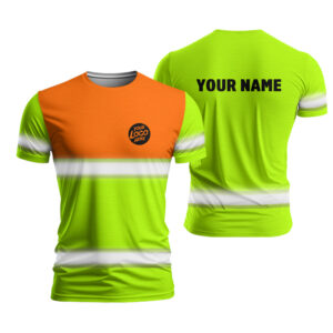 High Visibility Shirt Custom Company Name, Logo Safety Workwear For Runners, Worker, Patriotic