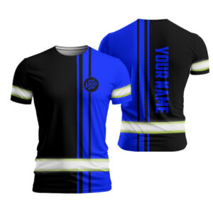 Hi Vis Work Shirt Black And Violet Reflective Uniform With Custom Name Logo For Workers Runners Patriotic