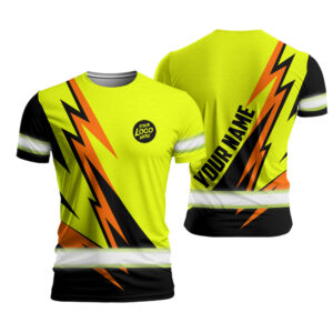Hi Vis Work Shirt Reflective For Company Uniform With Custom Name, Logo