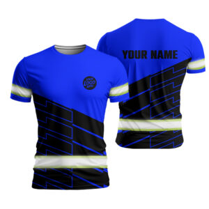 Hi Vis Work Shirt Black And Violet Uniform With Custom Name, Logo For Workers, Runners, Patriotic