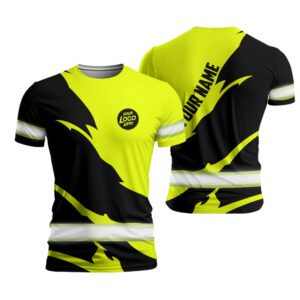 Hi Vis Work Shirt For Company Uniform With Custom Name Logo Safety Workwear For Runners, Worker, Patriotic