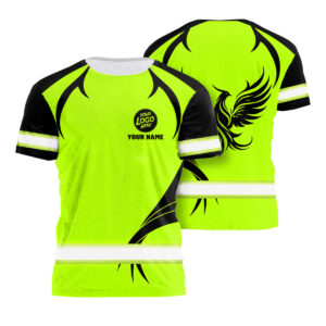 High Visibility Shirt In Green Neon With Phoenix Design Plus Name And Logo Customization