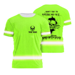 Safety Shirts Green Neon Reflective Customize Name Safety Workwear For Workers, Runners, Truckers, Skull Lovers