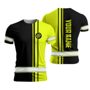 Hi Vis Work Shirt Black And Green Reflective Uniform With Custom Name Logo For Runners Patriotic