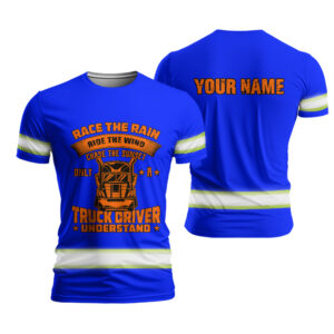 Hi Vis Violet Shirt With Inspiring Slogan And Custom Name For Safe And Stylish Workwear