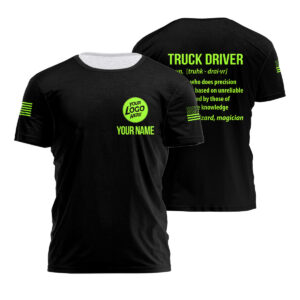 Hi Vis T Shirt Black, Reflective Truck Driver Custom Logo, Name, Hi Vis Shirts Funny