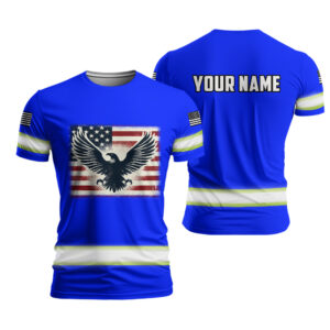 High Visibility Shirt Violet Reflective Eagles US Flag for Men, Runners, Worker, Patriotic