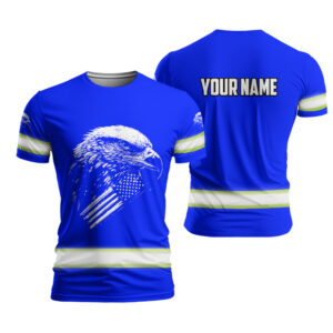 High Visibility Shirt Violet Reflective Eagles Us Flag Custom Name
