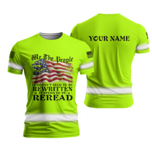 High Visibility Shirt Reflective US Flag Short Sleeve Shirts For Runners, Worker, Patriotic
