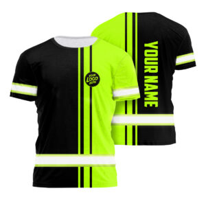 High Visibility Work Shirt With Personalized Name And Logo, Reflective Outdoor Workwear Short Sleeve T Shirts