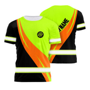 High Visibility Work Shirt With Personalized Name And Company Logo, Short Sleeve Shirts