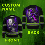 Hi Vis Long Sleeve Reflective Tapes Skull Violet Neon Custom Name 2