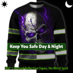 Hi Vis Long Sleeve Reflective Tapes Skull Violet Neon Custom Name 3
