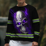 Hi Vis Long Sleeve Reflective Tapes Skull Violet Neon Custom Name 5