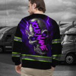 Hi Vis Long Sleeve Reflective Tapes Skull Violet Neon Custom Name 6