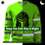 Hi Vis Long Sleeve Shirt Reflective Crack Skull US Flag Custom Name Safety 3