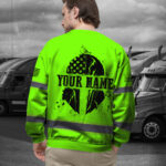 Hi Vis Long Sleeve Shirt Reflective Crack Skull US Flag Custom Name Safety 6