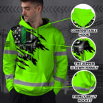High-Visibility-Hoodie-Green-Skull-US-Flag-Custom-Name-Reflective-Safety-Workwear-For-Runners,-Truckers,-Skull-Lovers-3