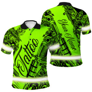 High Visibility Polo - Custom Name with Tattoo Pattern