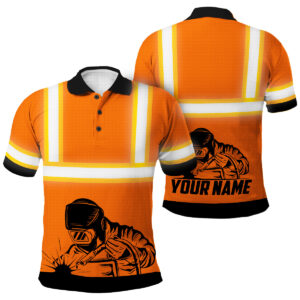 Safety Polo Shirts Tapes Welder Custom Name Safety Workwear For Welder, Workers, Runners, Cyclists
