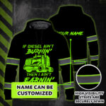 Hi Vis Hoodie Reflective Tapes Diesel Burnin And Earnin Custom Name Safety Workwear For Trucker, Truck Lovers 3