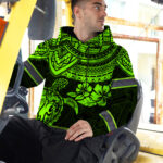 Hi-Vis-Hoodie-Reflective-Tapes-Green-Turtle-Flower-Hawaiian-Polynesian-5