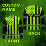 Hi Vis Long Sleeve Reflective Black Green USA Flag Custom Name 2