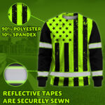 Hi Vis Long Sleeve Reflective Black Green USA Flag Custom Name 4