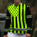 Hi Vis Long Sleeve Reflective Black Green USA Flag Custom Name 5