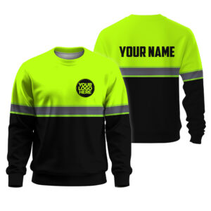 Hi Vis Long Sleeve Shirts Reflective Black Lime Custom Safety Workwear